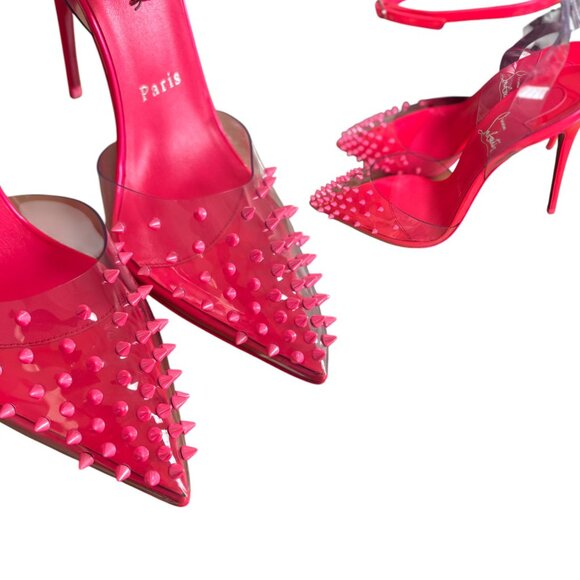 Authentic‎ Christian Louboutin Hot Pink Spiked Stilettos Pumps sz. 8/38 NEW - Picture 7 of 9